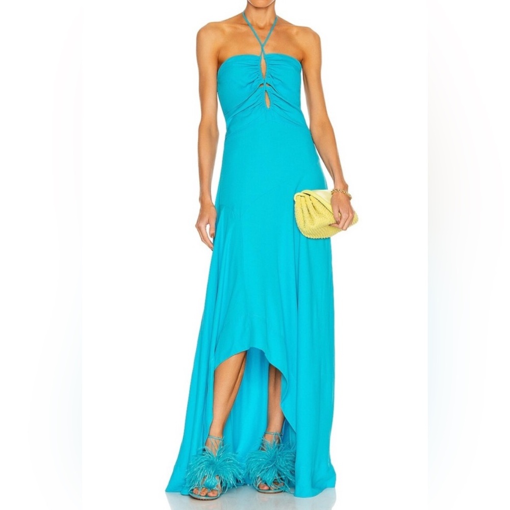 PatBO Turquoise Halter Cutout Maxi Dress – Size M